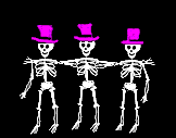 3 Dancing Skeletons with Top Hats